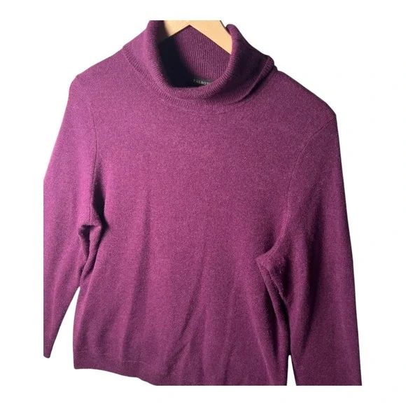 Talbots Cashmere Turtleneck Sweater Womens Sz L Plum Purple Soft Knit Pullover - Picture 1 of 6